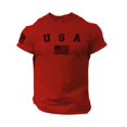 thumbnail image 1 of USA Flag Men College Shirt Patriotic Gym American 100% Cotton, 1 of 3