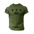 thumbnail image 1 of USA Flag Men College Shirt Patriotic Gym American 100% Cotton, 1 of 3
