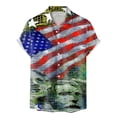 thumbnail image 1 of USA Flag Mens Independence Day Summer Fashion Casual Beach Seaside Digital 3D Printing Lapel Button Short Sleeve Shirt Patriotic Shirts for Men, 1 of 4
