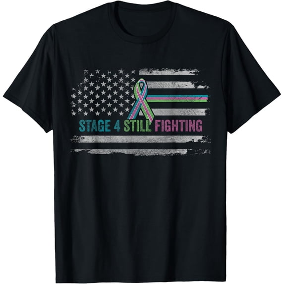 USA Flag Metastatic Breast Cancer Shirt STAGE 4 IS FIGHTING T-Shirt