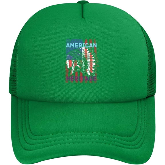 USA Flag Native American Heritage Headdress Native Mesh Baseball Cap Dad Hat Trucker Hat for Women Men,Black