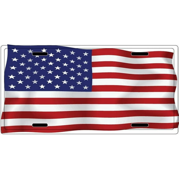 USA Flag Novelty Metal License Plates