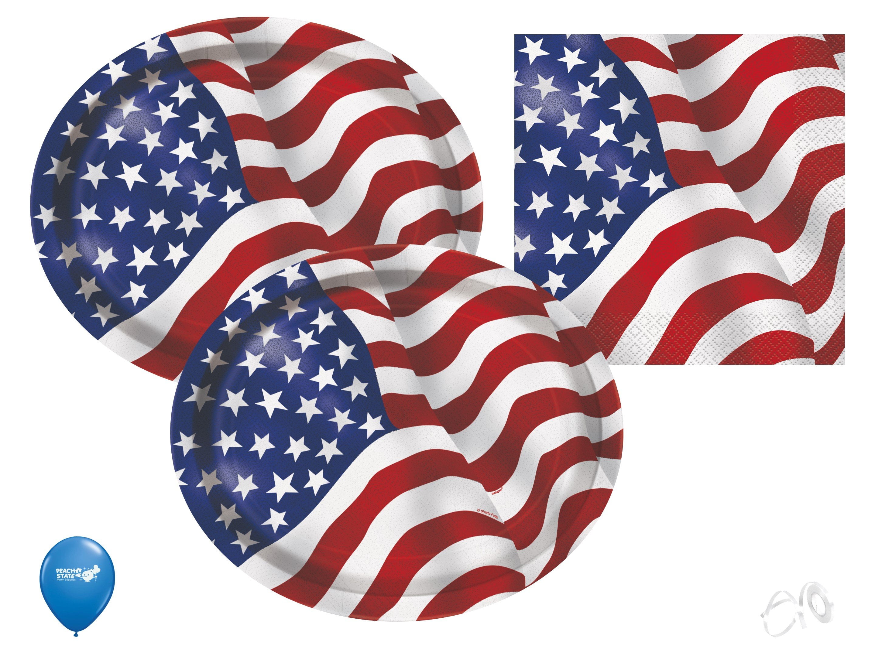 USA Flag Patriotic 4th of July Party Supplies Pack USA Flag Platter