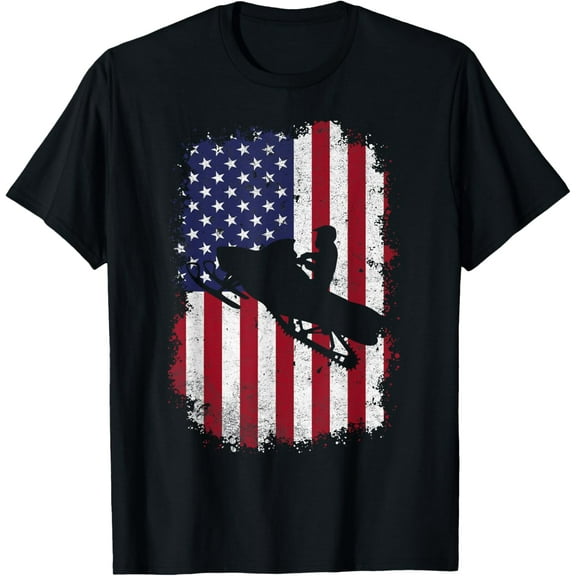 USA Flag Patriotic Snowmobile Rider Novelty T-Shirt