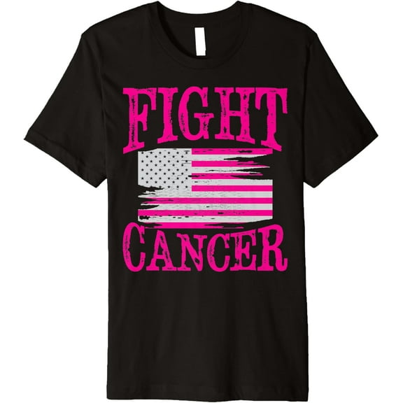 USA Flag Pink Ribbon Awareness Fight Breast Cancer Premium T-Shirt