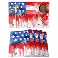 thumbnail image 1 of USA Flag Placemats Set of 8 Independence Day Red Blue Star Stripes Painting Place Mats Indoor Wipeable Table Mats Washable Cloth Dining Table Placemats for Kitchen Holiday Party Home Decor 13x19 Inch, 1 of 9