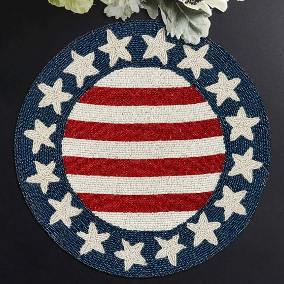 USA Flag Placemats for Fall Autumn Thanksgiving Dining Table Scratch Heat Resistant Charger Mats Kitchen Decor Set of 2