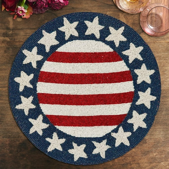 USA Flag Placemats for Fall Autumn Thanksgiving Dining Table Scratch Heat Resistant Charger Mats Kitchen Decor Set of 4