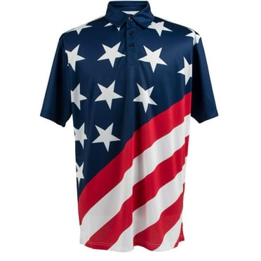 USA Flag Polo Mens Golf Polo Shirt by ReadyGOLF