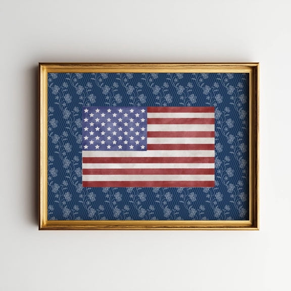 USA Flag Poster Rustic Americana Wall Art, Stretched Canvas 8x10in