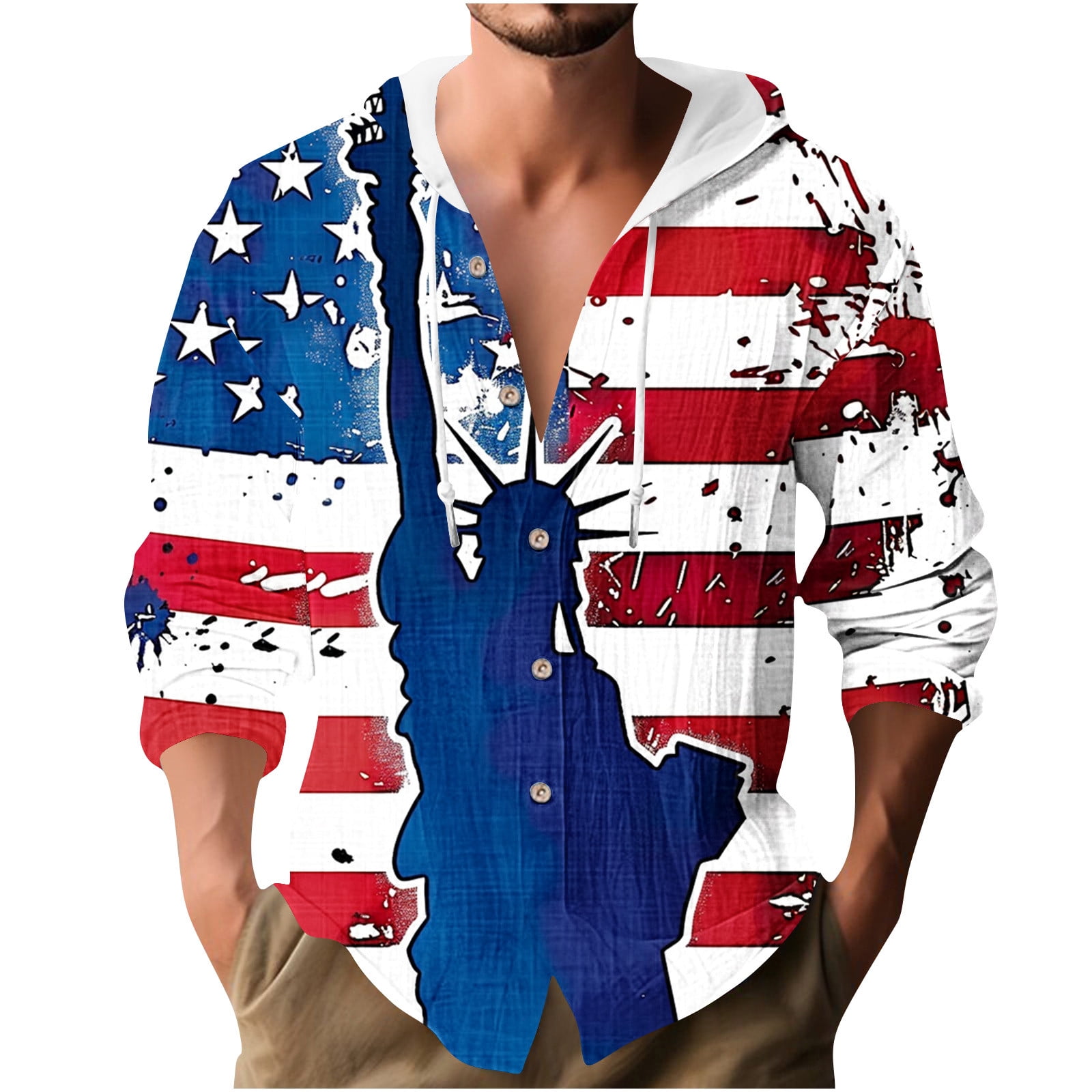 American Flag Elements Shiirt For Men With Pattern Print Men's Casual Short Sleeves