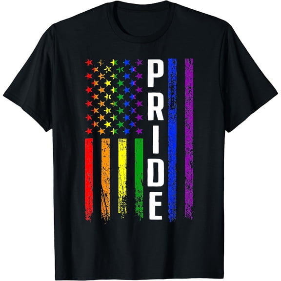USA Flag Rainbow 4th Of July LGBTQ Gay Pride Month LGBT T-Shirt