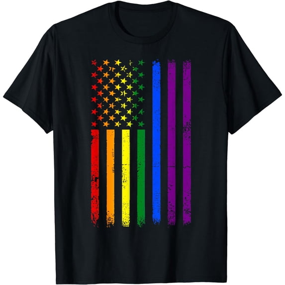 USA Flag Rainbow 4th Of July LGBTQ Gay Pride Month LGBT T-Shirt