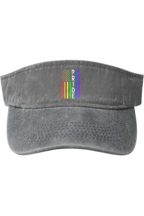 USA Flag Rainbow LGBTQ Gay Pride Month LGBT Sports Sun Visor Hat for Men Women,Empty Top Sun Hats,Black