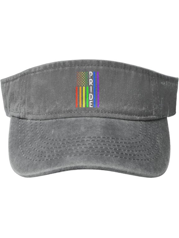 USA Flag Rainbow LGBTQ Gay Pride Month LGBT Sports Sun Visor Hat for Men Women,Empty Top Sun Hats,Black