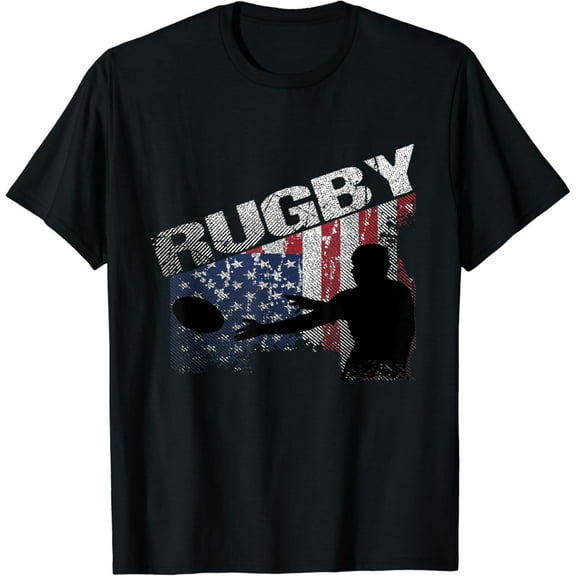 USA Flag Rugby Club T-Shirt Rugby Fans Gifts T-Shirt