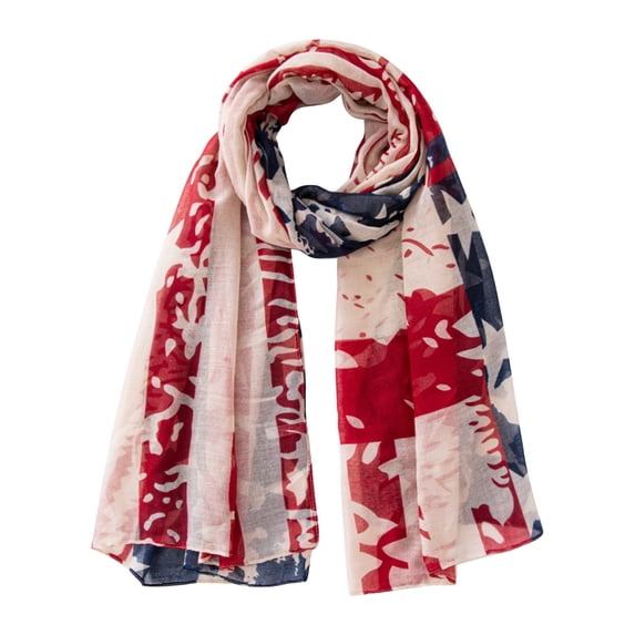 USA Flag Scarf, Americana Flag Shawl, Lightweight Voile Patriotic Wrap for Men and Women, Versatile American Flag Scarf for Parties, Sports Games, July 4th and Patriotic Holidays-F