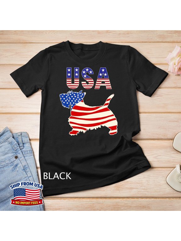USA Flag Scottie Dog T-Shirt