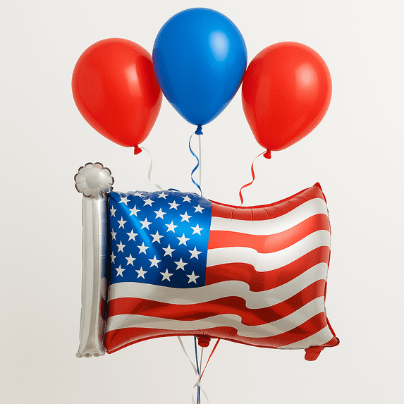American Flag Foil Balloon Bouquet Patriotic 4th July Party Decor Red Blue balloons