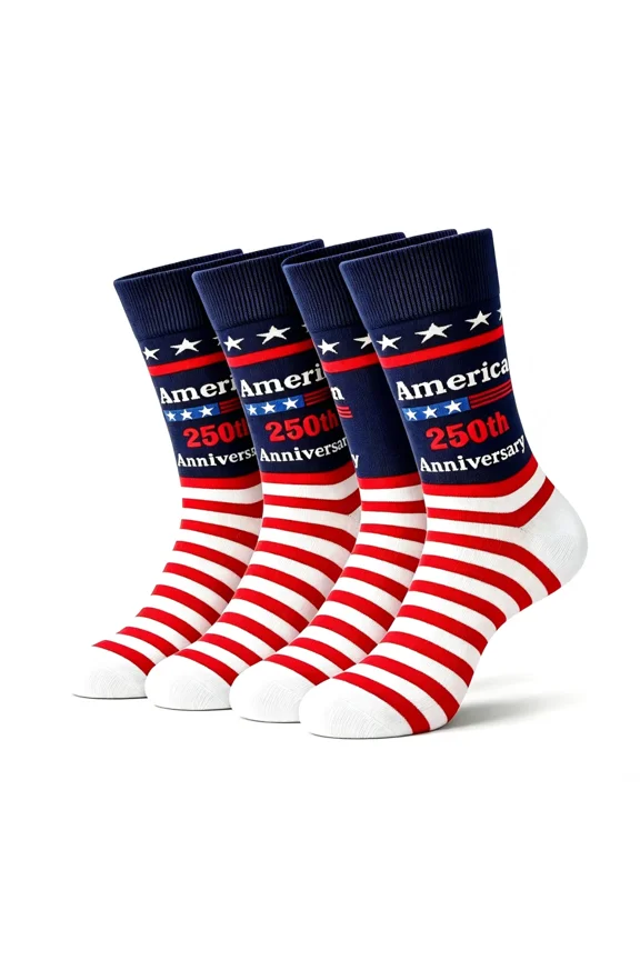 USA Flag Socks for Men Women,2 Pair America 250th Star Stripe Socks 1776-2026, Independence Day 4th of July Gifts