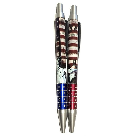 USA Flag, Statue of Liberty New York Souvenir BallPoint Pens (Set of 2) - NYC Souvenirs