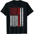 thumbnail image 1 of USA Flag Stroke Survivor Awareness Red Ribbon Brain Attack T-Shirt, 1 of 3