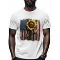 thumbnail image 1 of USA Flag Sunflower Men's T Shirts T-Shirt for Men Crew Neck Tees Cotton Tops, White, 3XL, 1 of 7