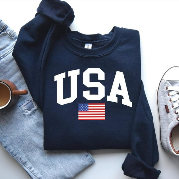 USA Flag Sweatshirt: Patriotic 4th of July Comfort Tshirt All Size S-5XL