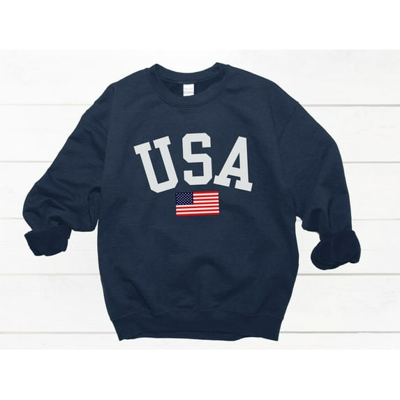 USA Flag Sweatshirt, Vintage Patriotic Crewneck, American Flag Hoodie for 4th of July or Memorial Day