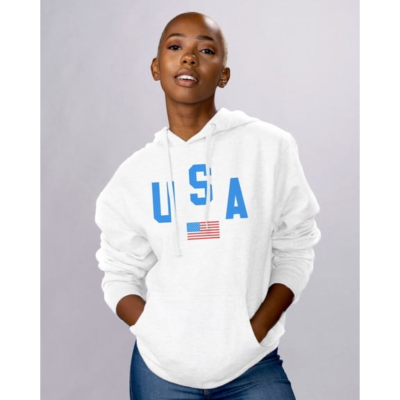 USA Flag T-Shirt, Classic Fourth of July Graphic Hooded T-Shirt, Trendy College Party T-Sh