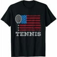 thumbnail image 1 of USA Flag Tennis Mens Womens US Tennis Lover Team Sport T-Shirt, 1 of 5