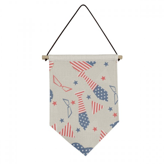 USA Flag Tie Glass Star Festival Canvas Flag Hanging Wall Art Decor Banner