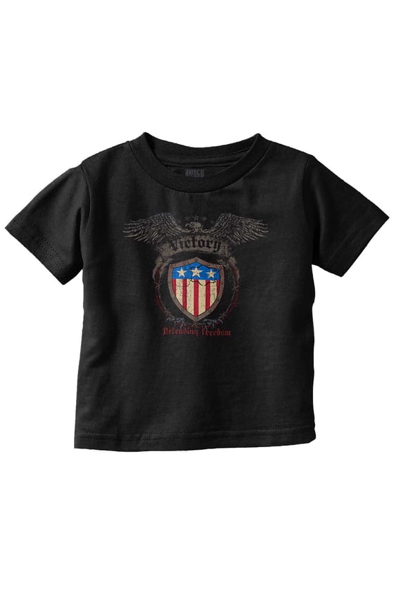 USA Flag Victory Defending Freedom Toddler Boy Girl T Shirt Infant Toddler Brisco Brands 12M