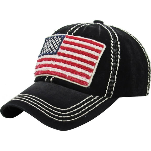 USA Flag Vintage Distressed Washed Baseball Hat Cap