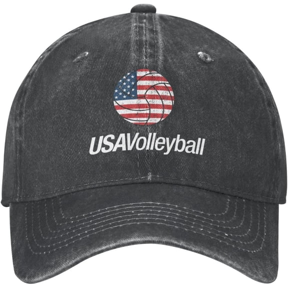 USA Flag Volleyball Baseball Cap Adjustable Personalized Adult Sports Hats Black