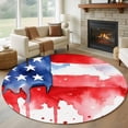 thumbnail image 1 of USA Flag Washable Round Area Rug 7 ft, Independence Day, Soft Non Slip Rugs Stain Repellent Indoor Felt Carpet for Living Dining Room Bedroom Home Office, 1 of 9