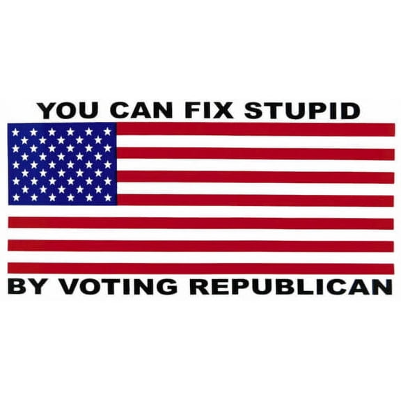 USA Flag You Can Fix Stupid By Voting Republican Vinyl Decal Bumper Sticker
