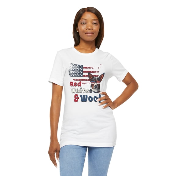 USA Flag and Cattle Dog Short Sleeve T-Shirt