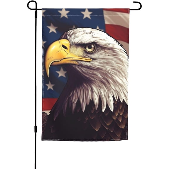 USA Flag and eagle Garden Flag 12x18 in Indoor Outdoor Double Sided Flag Vivid Color and Fade proof - Small Yard Flags for Outside Holiday Banner Wall Art Hanging Poster