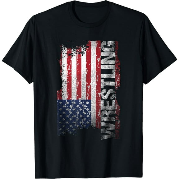 USA Flag folkstyle Wrestling T-Shirt, College Wrestlers Tee
