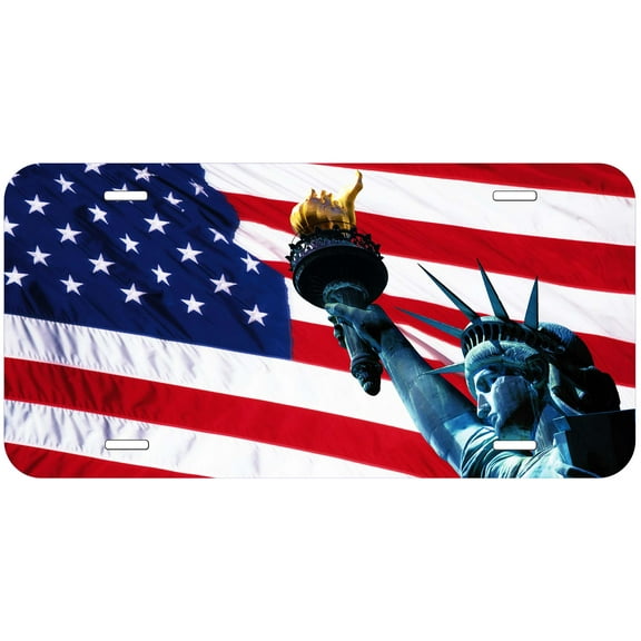 USA Flag with Liberty Novelty Car Auto License Plate