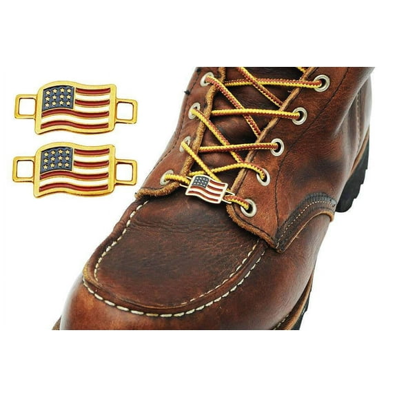 USA Flags Shoes Boot Lace Keeper US American Union Workers by BrooklynMaker - Gold
