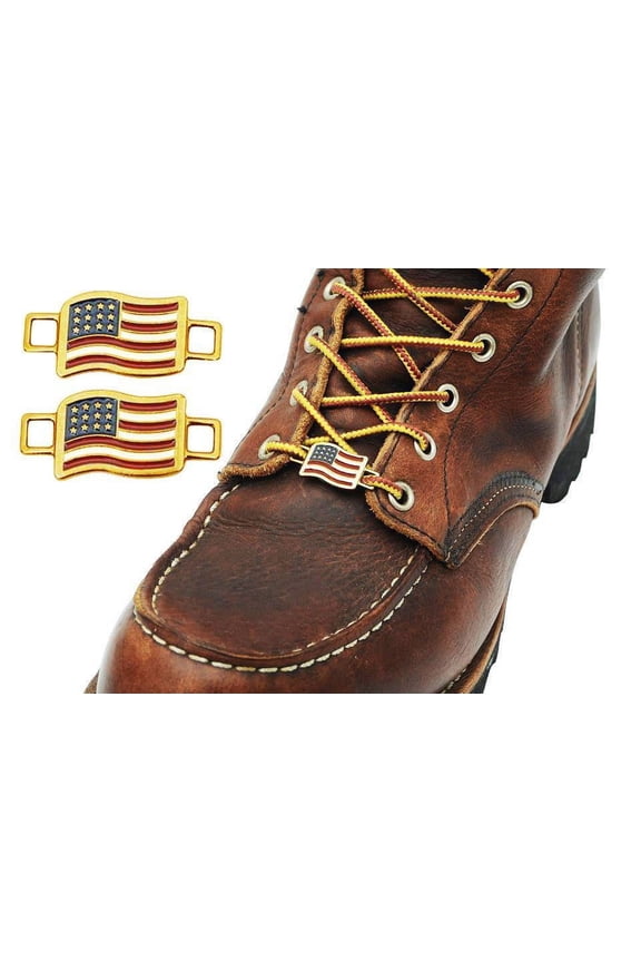 USA Flags Shoes Boot Lace Keeper US American Union Workers by BrooklynMaker - Gold