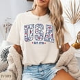 thumbnail image 1 of USA Floral T-Shirt, Cute 4th of July Comfort Colors Tee, USA Est 1776 Patriotic Shirt, Independence Day Gift, 1 of 4