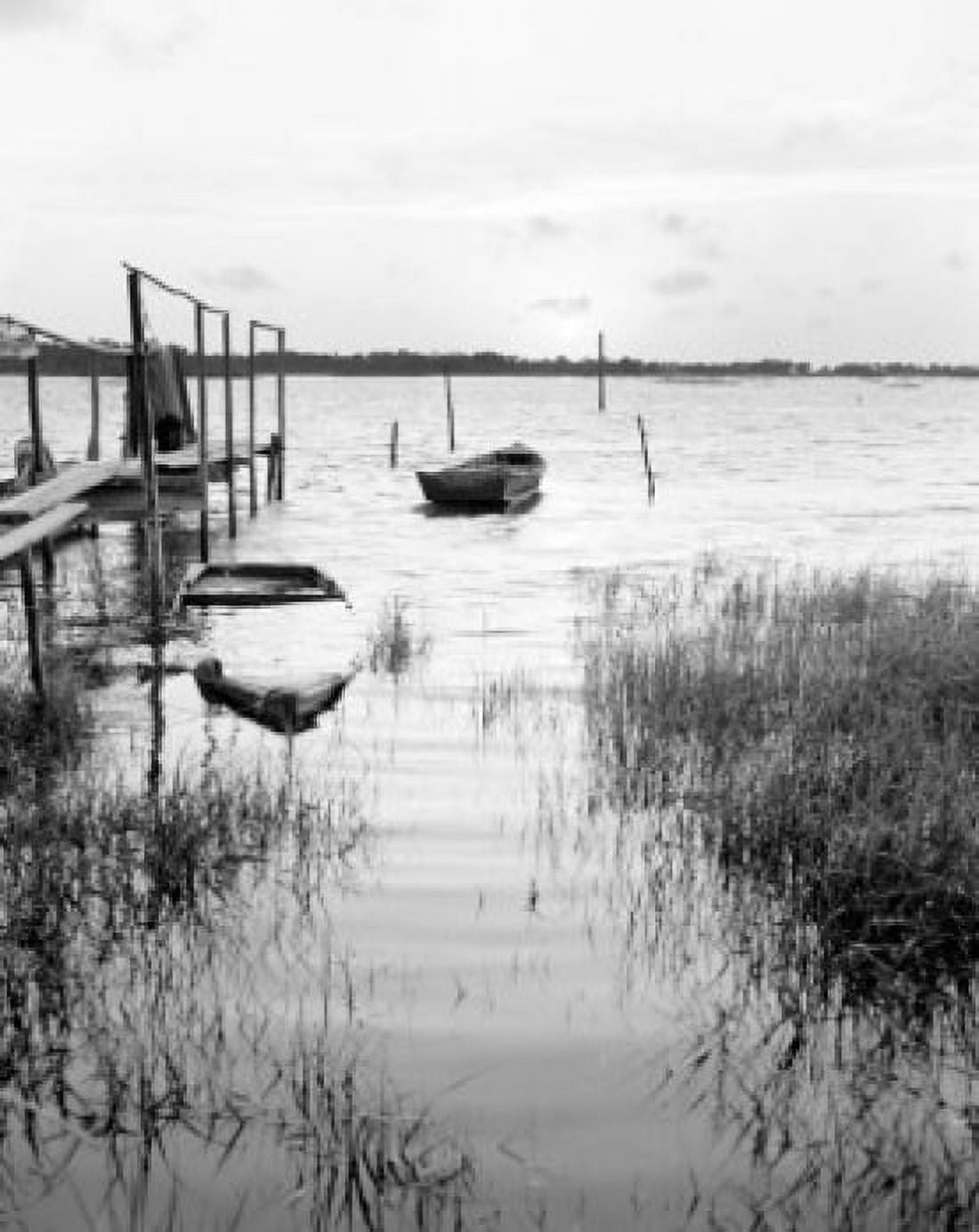 USA Florida Cedar Key Sunset with rowboats on lake Canvas Art - (18 x 24)