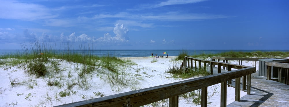 USA Florida Gulf of Mexico St George Island State Park Footbridge on a beach Canvas Art - Panoramic Images (27 x 9)