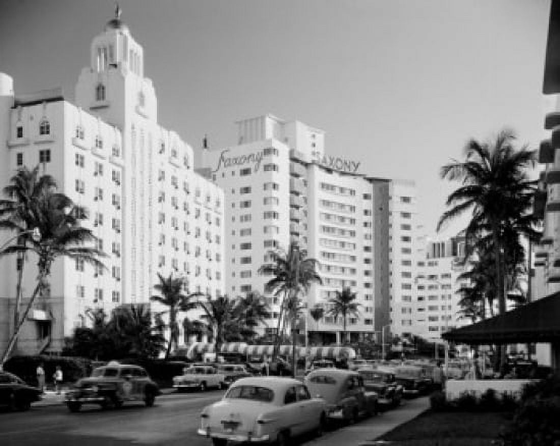 USA Florida Miami Beach Resort hotels on Coliins Avenue Canvas Art - (18 x 24)