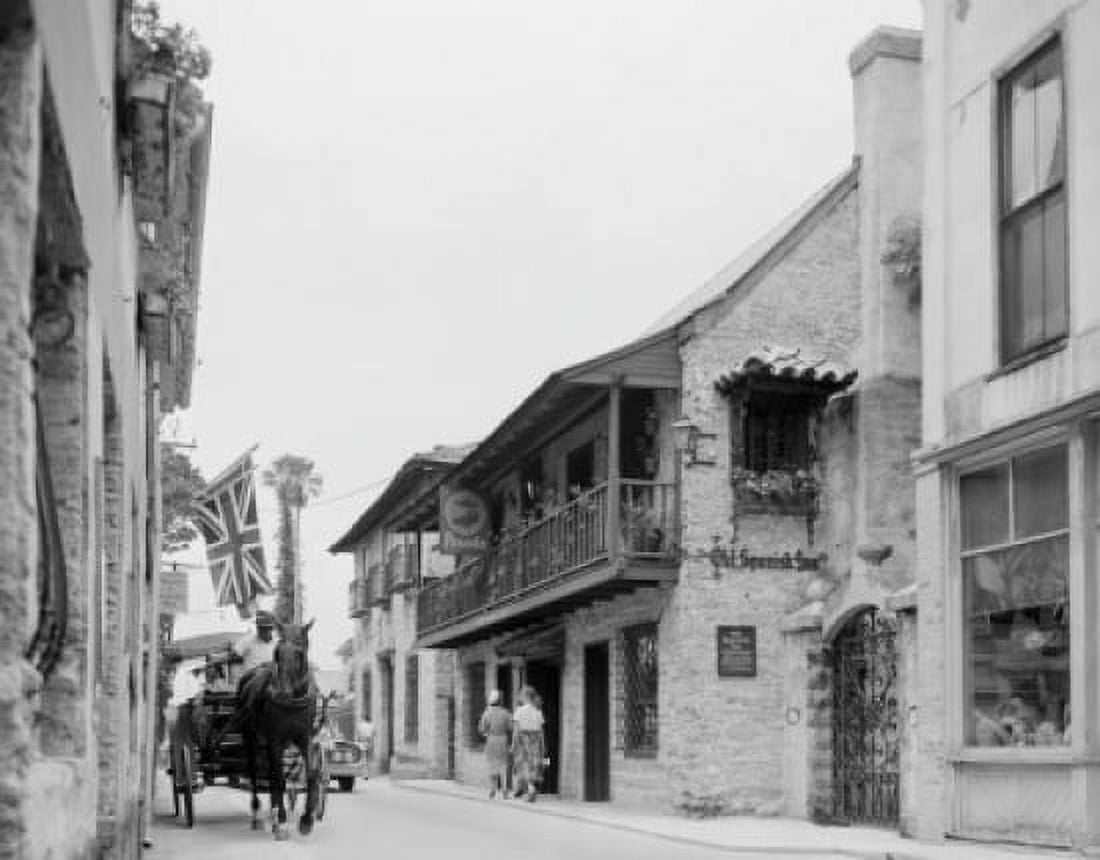 USA Florida St Augustine Old Spanish Inn on St George Street oldest business street in USA Canvas Art -  (18 x 24)
