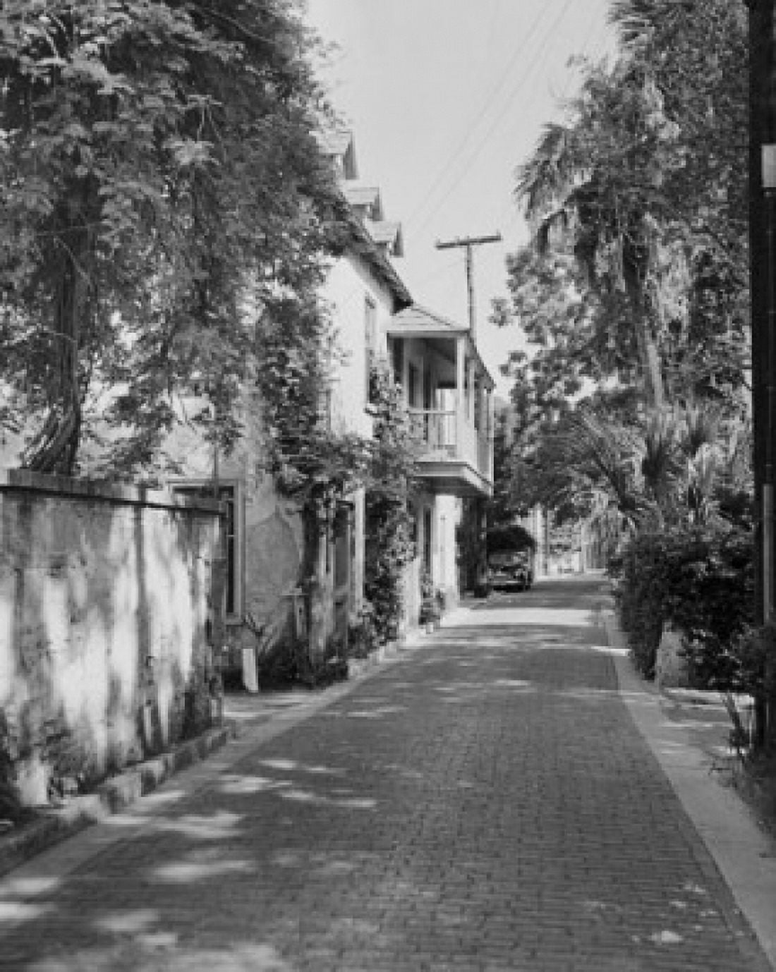 USA Florida St Augustine buildings along cobblestone road Canvas Art - (24 x 36)