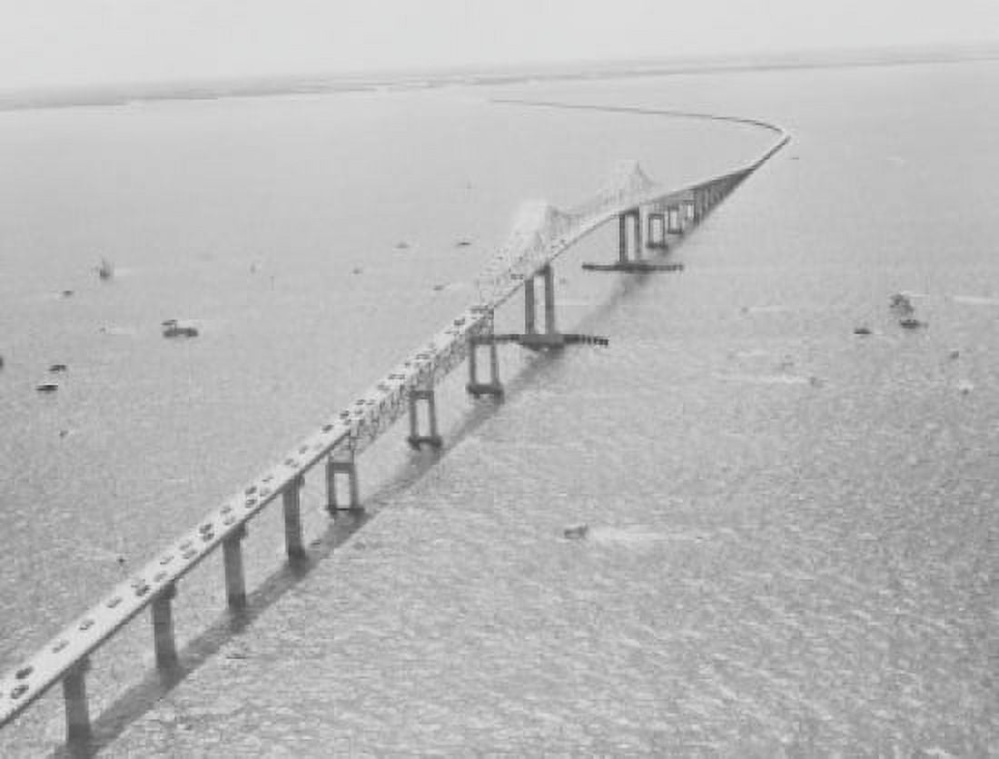 USA Florida St Petersburg Sunshine Skyway Bridge Canvas Art - (24 x 36)